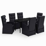 vidaXL Ensemble à manger de jardin avec coussins 7 Pièces Noir