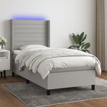 vidaXL Sommier à lattes de lit matelas LED Gris clair 90x200cm Tissu