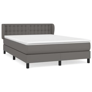 vidaXL Sommier à lattes de lit avec matelas Gris 140x200 cm Similicuir