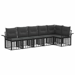 vidaXL Ensemble de canapés d'extérieur 6 Pièces Noir et Gris foncé