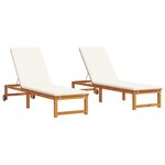 vidaXL Chaises longues 2 Pièces avec coussins en bois d'acacia massif