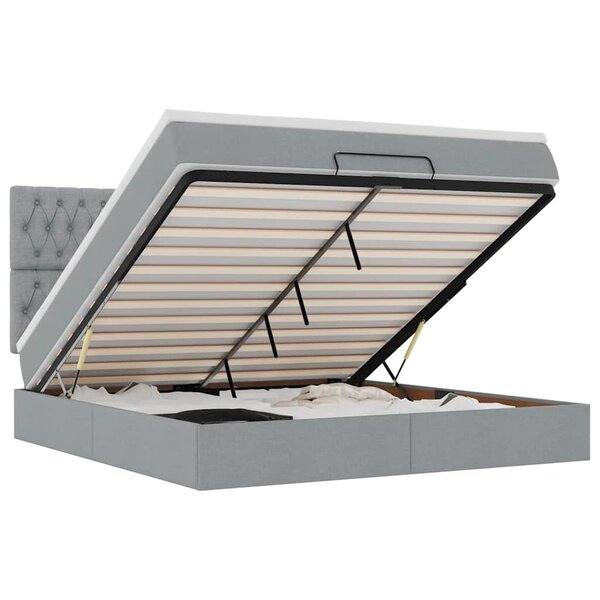 VidaXL Cadre de lit ottoman et matelas gris clair 160x200cm tissu