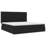 vidaXL Lit de rangement LED avec matelas Noir 200 x 200 cm Tissu