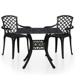 vidaXL Ensemble de bistro 3 Pièces Aluminium coulé Noir