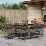 vidaXL Ensemble à manger de jardin 11Pièces avec coussins gris poly rotin