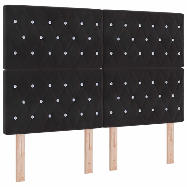 Lit à ressort vidaXL avec matelas Noir 160x200 cm Velours