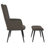 vidaXL Chaise de relaxation avec repose-pied Gris foncé Velours