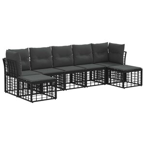vidaXL Ensemble de canapés d'extérieur Noir Polyester