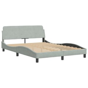 vidaXL Cadre de lit avec tête de lit Gris clair 140x200 cm
