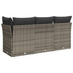 vidaXL Canapé de jardin avec coussins 3 places gris résine tressée