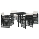 Ensemble de Salle à Manger de Jardin de 5 Pièces avec Coussins en Poly Rattan Noir