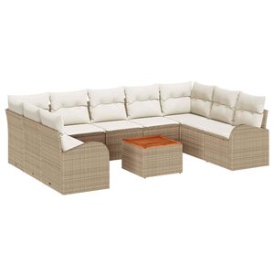 vidaXL Ensemble de canapé de jardin 10 Pièces Beige et blanc