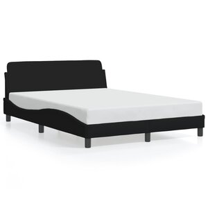 vidaXL Cadre de lit Dover noir 140x200 cm tissu