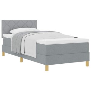 vidaXL Lit à ressorts avec coussin Gris clair 90 x 200 cm tissu