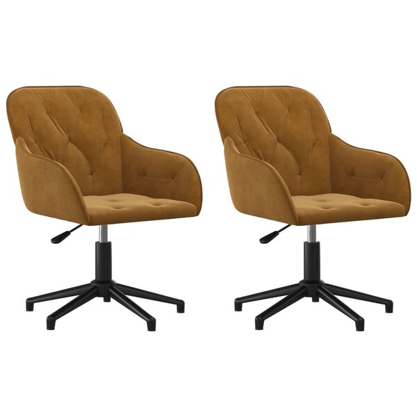 vidaXL Chaises pivotantes à manger lot de 2 Marron Velours