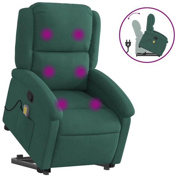 vidaXL Fauteuil de massage inclinable Vert foncé Velours