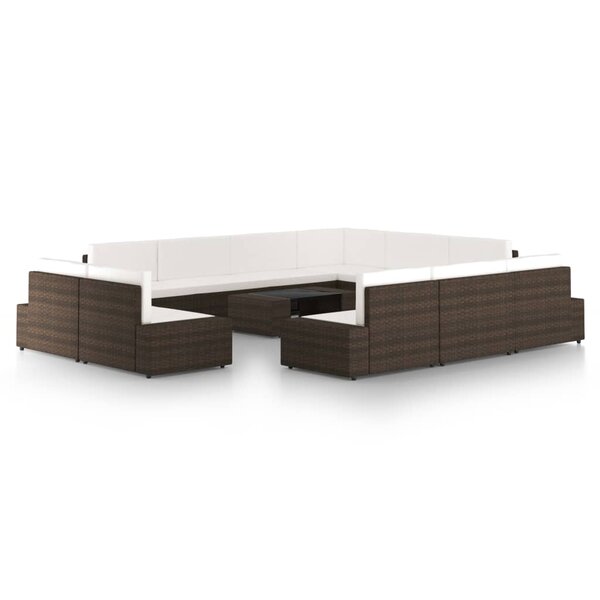 vidaXL Salon de jardin 12 Pièces avec coussins Marron Résine tressée