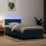 vidaXL Sommier à lattes de lit et matelas et LED bleu foncé 80x220 cm velours