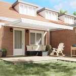 vidaXL Auvent Blanc 4 5 × 3 m Polyester et métal