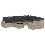 vidaXL Salon de jardin avec coussins 10 Pièces gris clair résine tressée