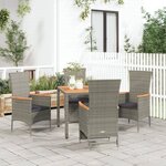 vidaXL Ensemble à manger de jardin 5 Pièces coussins gris résine tressée
