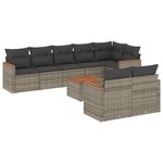 vidaXL Salon de jardin 9 Pièces avec coussins gris résine tressée