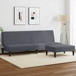 vidaXL Canapé-lit à 2 places avec repose-pied gris foncé velours