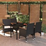 vidaXL Ensemble à manger de jardin avec coussins 5 Pièces Noir