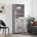 vidaXL Buffet haut Sonoma gris 69 5x34x180 cm Bois d'ingénierie