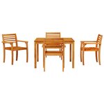 Ensemble de jardin 5 pièces en bois d'acacia