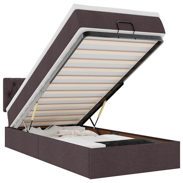 vidaXL Lit ottoman avec matelas marron foncé 100x200 cm tissu