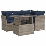 vidaXL Salon de jardin 5 Pièces avec coussins gris résine tressée acacia