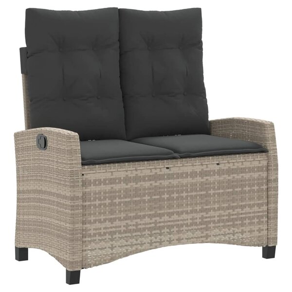 vidaXL Banc inclinable de jardin et coussins gris clair résine tressée