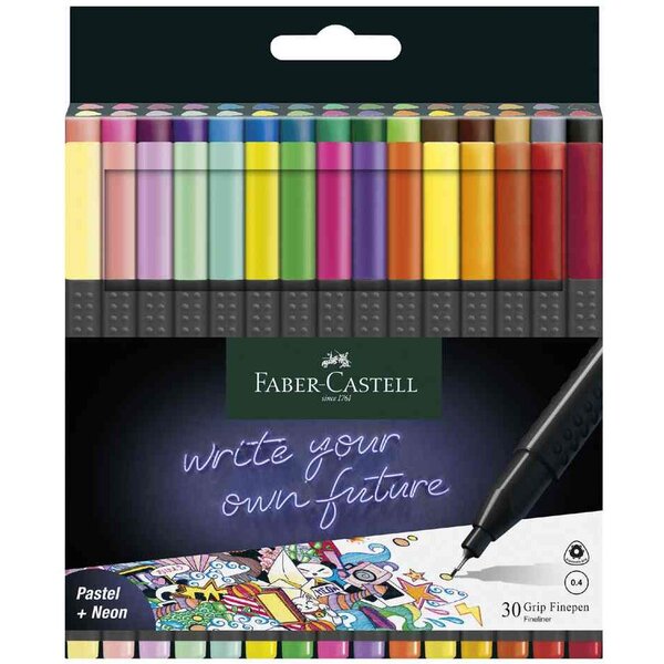 Feutre pointe fine GRIP FINEPEN  étui de 30 FABER-CASTELL