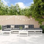 vidaXL Salon de jardin 7 Pièces Blanc Bois de pin massif