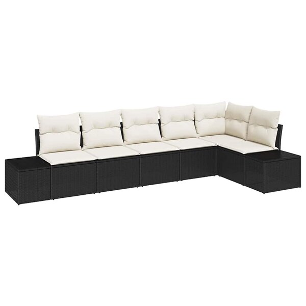 vidaXL Ensemble de canapé de jardin avec coussin 6 Pièces Noir  Crème