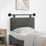 vidaXL Tête de lit suspendue Gris foncé Tissu en velours côtelé