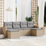 vidaXL Salon de jardin avec coussins 6Pièces mélange beige résine tressée
