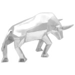 vidaXL Sculpture de taureau Argent 74 x 23 x 39 cm Aluminium