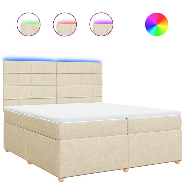 vidaXL Sommier à lattes de lit avec matelas Crème 200x200 cm Tissu