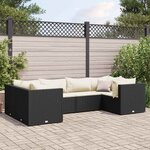 vidaXL Salon de jardin 6 Pièces avec coussins Noir Résine tressée