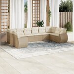 vidaXL Salon de jardin avec coussins 10 Pièces beige résine tressée