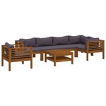 vidaXL Salon de jardin 7 Pièces avec coussin Bois d'acacia solide