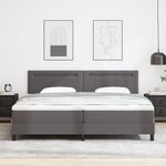 vidaXL Lit à ressort avec matelas gris en cuir synthétique  200x200 cm.