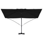 vidaXL Parasol Roma à Bras Déporté Noir et Noir 352 x 251 x 260 cm