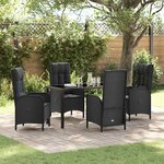 vidaXL Ensemble de salle à manger pour jardin 5 Pièces Noir Poly rotin