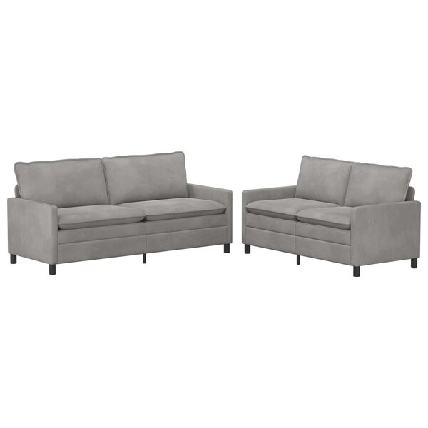 vidaXL Ensemble de Canapés 2 Pièces Gris clair Velours