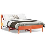 vidaXL Cadre de lit sans matelas cire marron 135x190cm bois pin massif