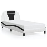 vidaXL Cadre de lit Viana sans matelas blanc et noir 100x200 cm similicuir