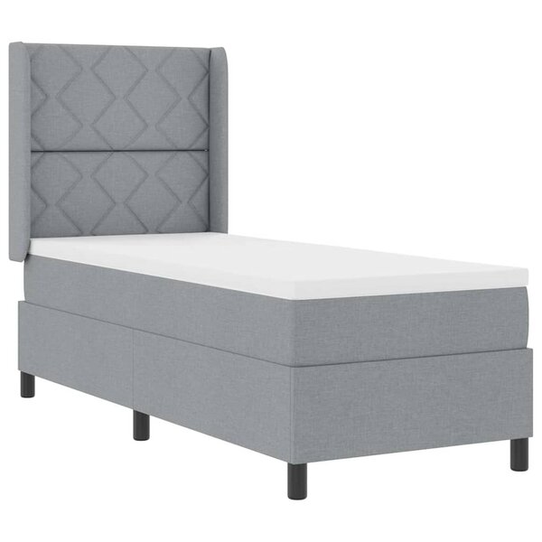 vidaXL Lit à ressorts avec matelas Gris clair 90 x 190 cm tissu